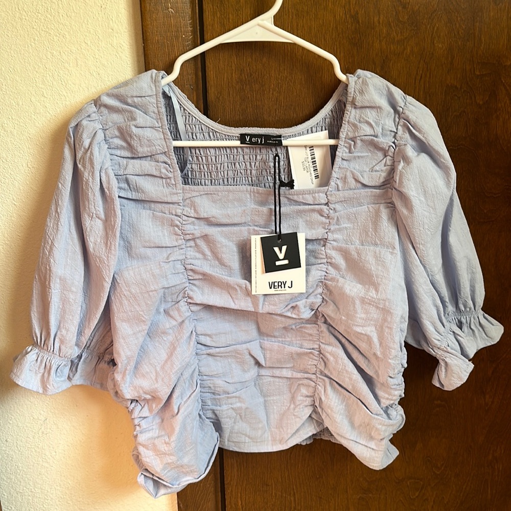 NWT - Very J Periwinkle Rouched Crop Top
